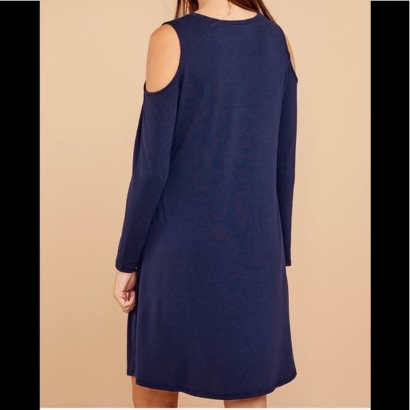 NWT Dark Purple Cold Shoulder Knit Dress - Picture 5 of 5